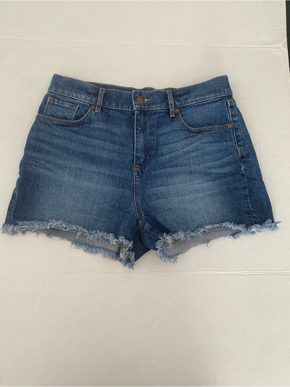 Made and Loved LOFT High-Rise Frayed Hem Denim Shorts - Blue Sz 6/28